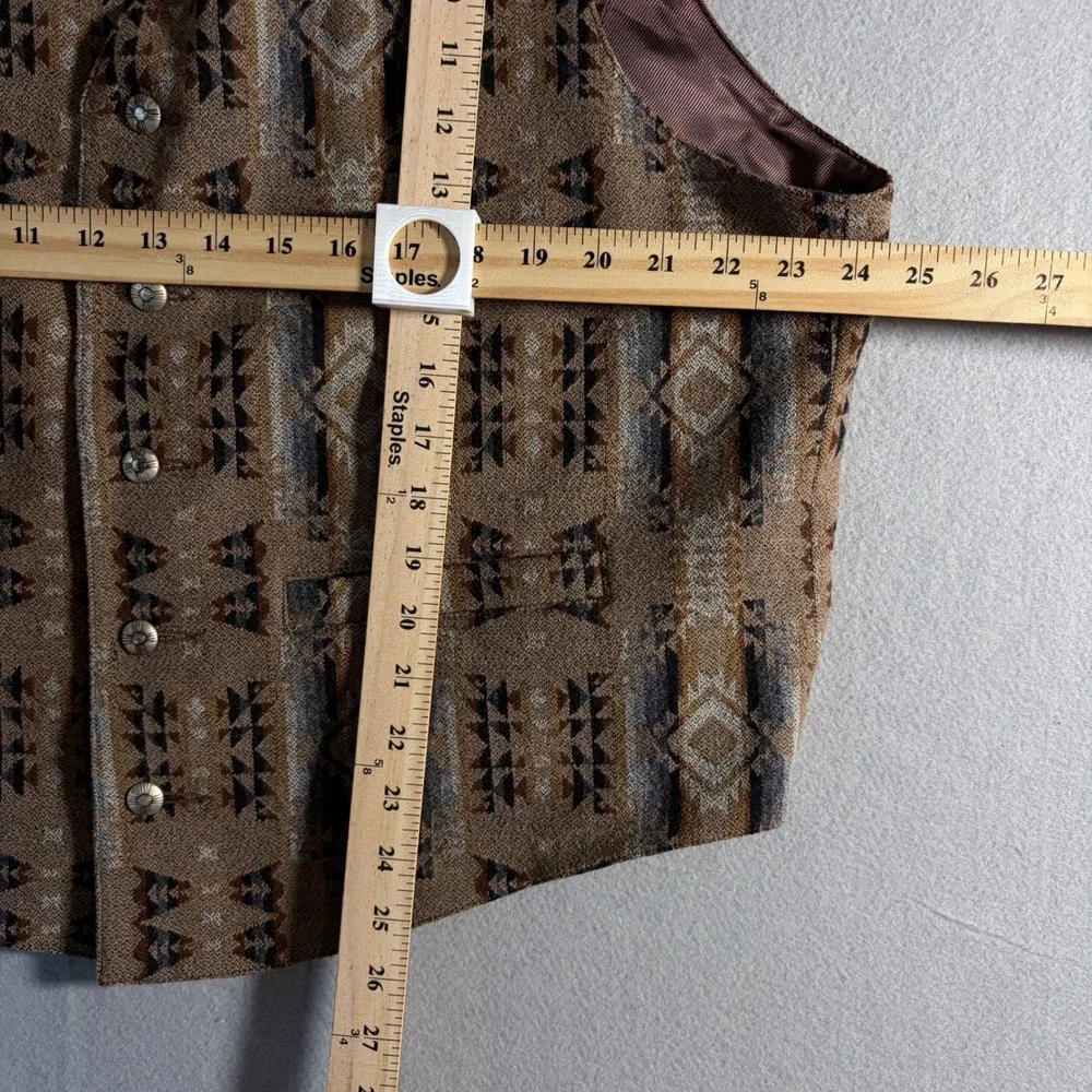 Pendleton Mens XXL Wool Vest Southwestern Aztec Geometric Brown Concho Button